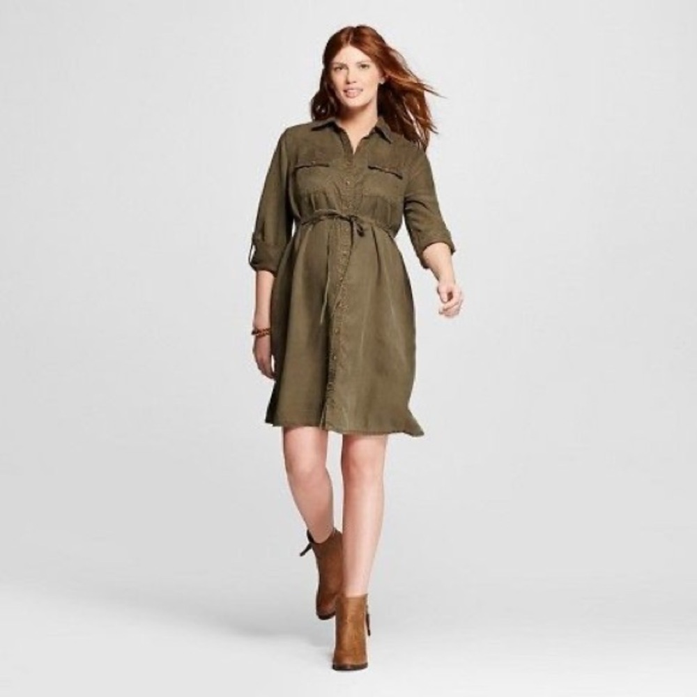 Liz Lange Maternity for Target Utility Dress Olive Green Size Large